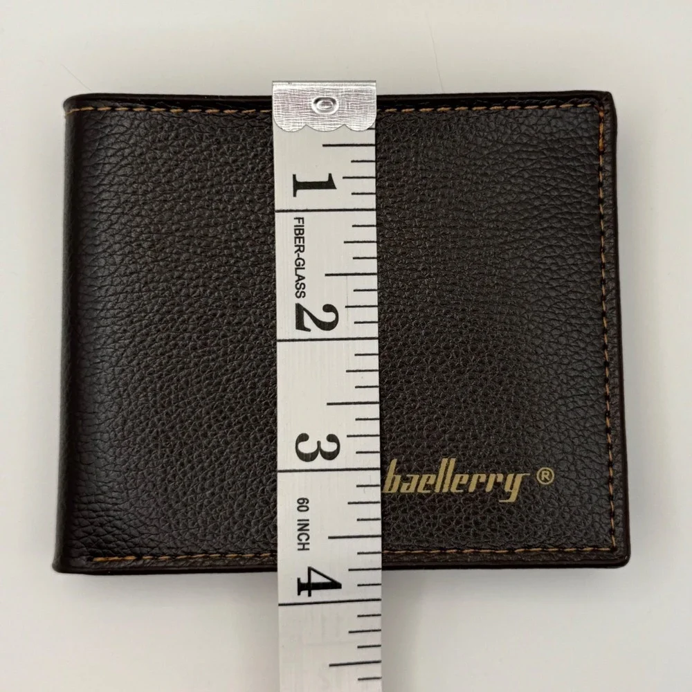 Baellerry Men's Dark Brown Faux Leather Bifold‎ Wallet Organizer Pockets
